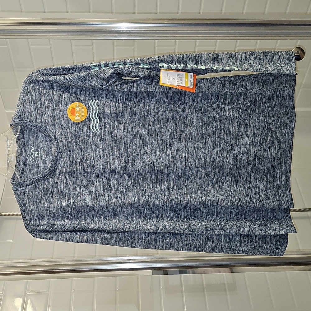 Surf & Swim Co. Long Sleeve Swim Tee Rash Guard Heathered Navy. NWT.
